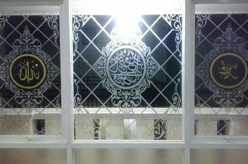motif sticker sandblast masjid